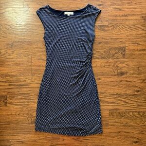 Loft Navy and Cream Polka Dot Dress Size Medium